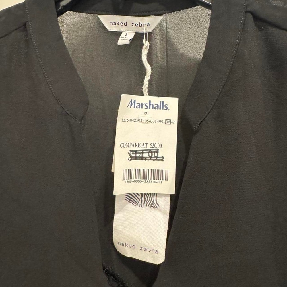 Naked Zebra Black Sleeveless Chiffon Utility Blouse – Size L - Picture 2 of 3